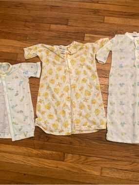 Vintage 70s 80s Baby Sleep Gown Lot 3 Carter's Curity Sears Newborn Layette